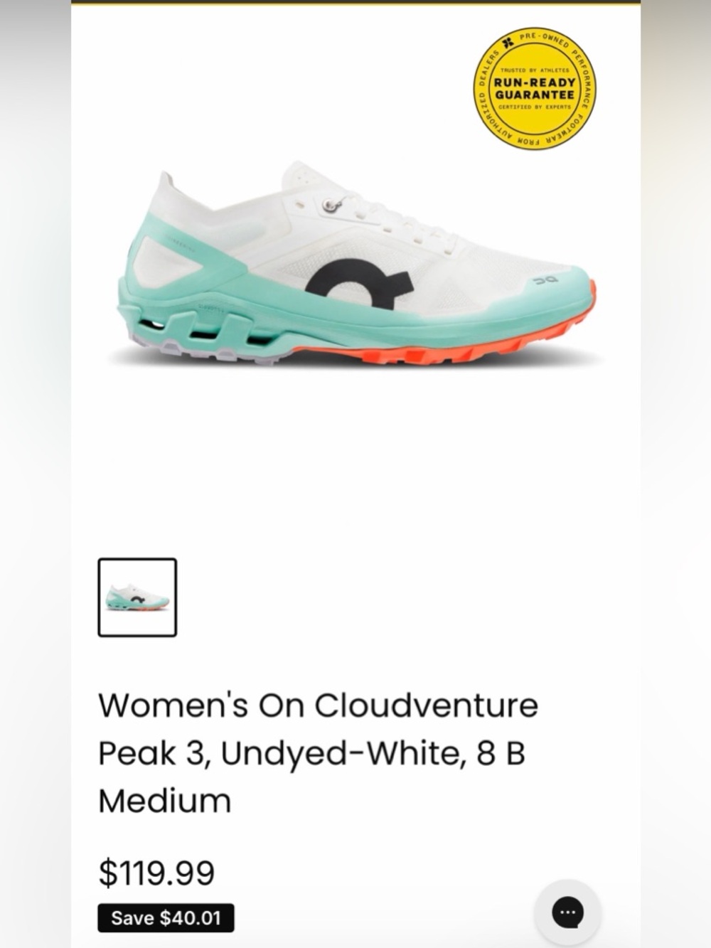 On Running Women's Cloudventure Peak 3 Trail Shoe - White, Mint, Orange